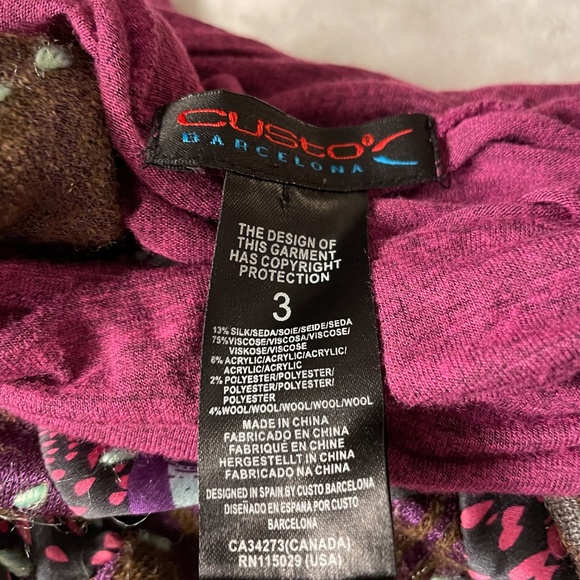 Custo Barcelona Embroidered Mock Neck Knit Top Size L Multicolor Long Sleeve - Picture 7 of 8